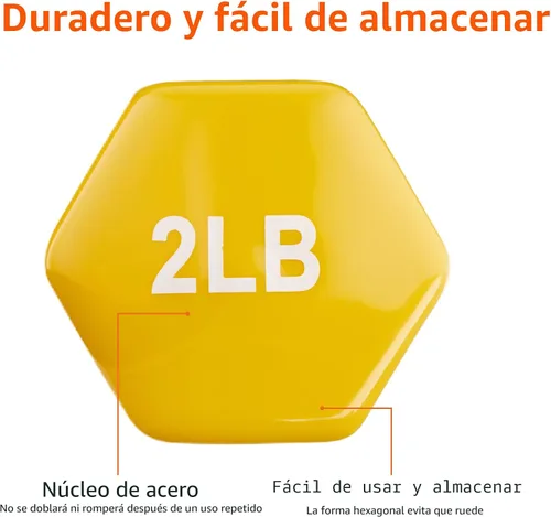 Vista 3 de Amazon Basics - Mancuernas con revestimiento de vinilo para mano