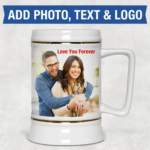 Vista 2 de Taza de cerveza personalizada, jarra de cerveza personalizada con texto en imagen, tazas personalizadas con nombre y logotipo, taza de cerámica