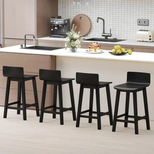 Vista 5 de Giantex Juego de 2 taburetes de bar de 24.5 pulgadas, taburetes de bar de altura de mostrador con respaldo bajo y reposapiés, sillas de comedor