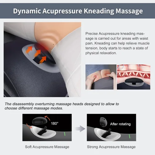 Vista 3 de ALPHAY Dispositivo de tracción lumbar multifuncional con estiramiento lumbar dinámico y masaje de amasamiento, terapia física de calor y vibración