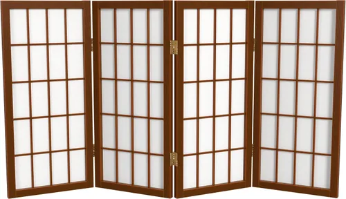 Vista 18 de Biombo portátil simple de 2 pies Biombo diseño Shoji, clásico diseño japonés 4 anchuras, 6 colores, Madera, Negro