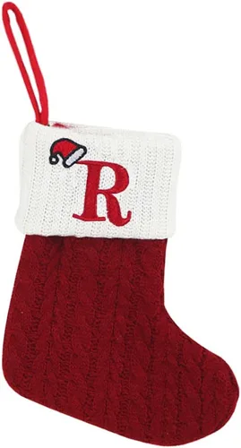 Vista 19 de Threetols Medias de Navidad con inicial, letra pequeña bordada de punto, medias de Navidad rojas y blancas, letras de monograma, para colgar, medias
