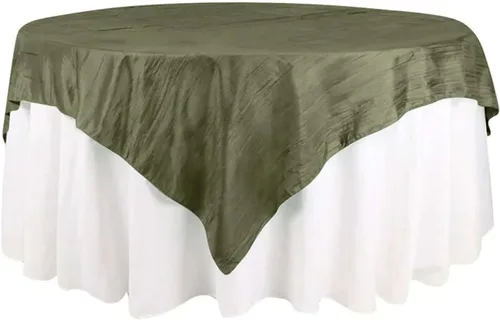Vista 23 de Efavormart - Mantel cuadrado de tafetán arrugado de acordeón beige de 72 x 72 pulgadas