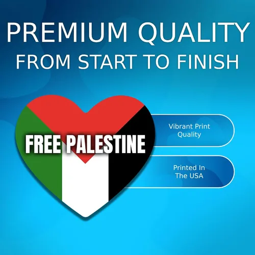 Vista 3 de Calcomanía política de corazón con bandera de Palestina, orgulloso apoyando la paz, no la guerra, calcomanías de vinilo de alta calidad, paquete