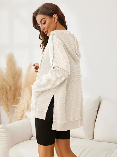 Vista 3 de Glamaker Sudaderas con capucha de manga larga para mujer, con cordón de moda, de gran tamaño, con bolsillos