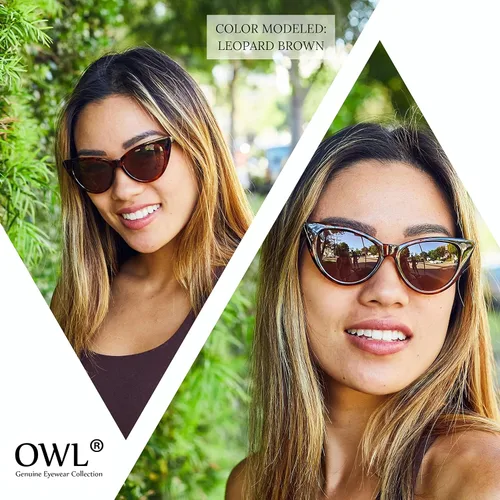 Vista 6 de Owl Cateye Sunglasses for Women Classic Vintage High Pointed Winged Retro Design