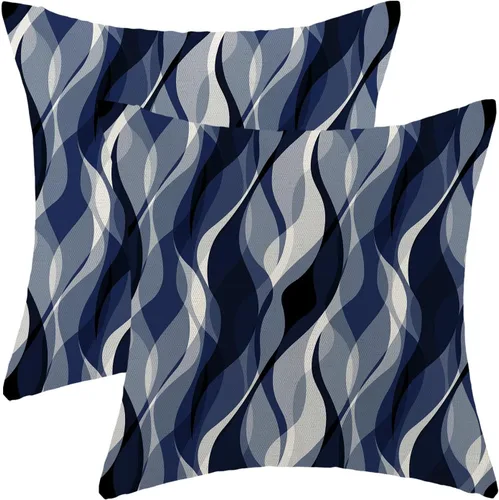 Vista 50 de Fundas de cojín en blanco y negro 16x16 Juego de 2 Fundas de cojín geométricas abstractas de arte moderno de línea Modernas estilo minimalista