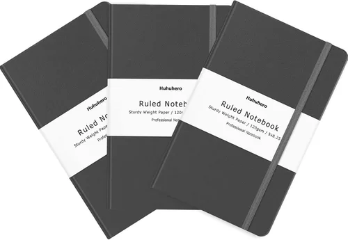 Vista 15 de Huhuhero Cuaderno Diario, Diario de Líneas Rayadas, Tapa Dura Papel Premium Grueso de 120gsm con Cuaderno de Cuero Sintético para Escribir