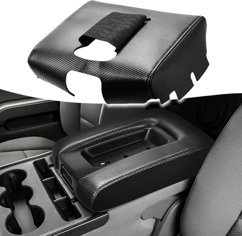 Vista 11 de KBH Funda de reemplazo para consola central de auto para Chevy Chevrolet Silverado y GMC Sierra 1500 2500 3500 2014-2018, funda de reposabrazos