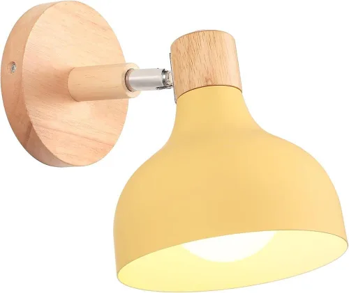 Vista 8 de Scandinavian Retro Dimmable E27 Wall Lamp for Bedroom Living Room Hallway Kitchen Indoor Lighting(Amarillo,1 Pieza)
