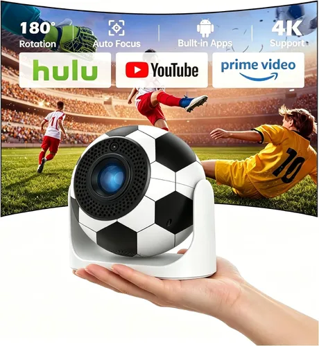Vista 9 de Mini proyector portátil con Bluetooth, proyector compatible con 1080P 4K, proyector de video de corrección Keystone de enfoque automático, proyector