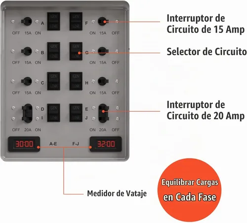 Vista 4 de Westinghouse - Kit de interruptor de transferencia de 30 amperios con 8 circuitos, compatible con generadores de hasta 7500 vatios