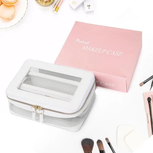 Vista 7 de Pinkmik Pequeña bolsa de maquillaje transparente, mini estuche para cosméticos, bolsa de aseo impermeable con cremallera, organizador de bolsos