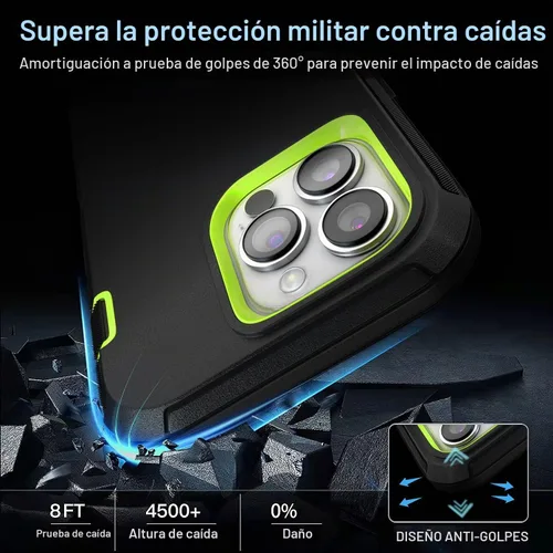 Vista 5 de Funda para iPhone 14 Pro Max de 6.7 pulgadas con clip para cinturón con 2 protectores de pantalla, 2 protectores de lente de cámara, cubierta