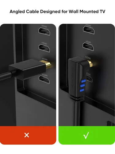 Vista 2 de CableCreation - Cable HDMI 4K de 0,9 m, ángulo hacia abajo de 90 grados, ángulo recto, compatible con 4K@60Hz Ultra HD, vídeo 3D, cable HDMI macho a