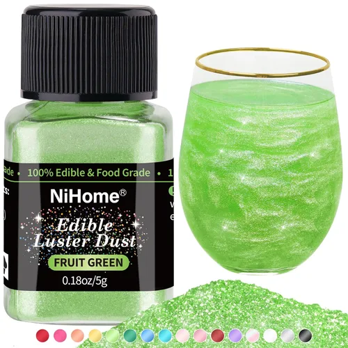 Vista 24 de NiHome Polvo brillante comestible de grado alimenticio con purpurina para decoración de alimentos, polvo metálico para bebidas, vino, bebidas, Blanco