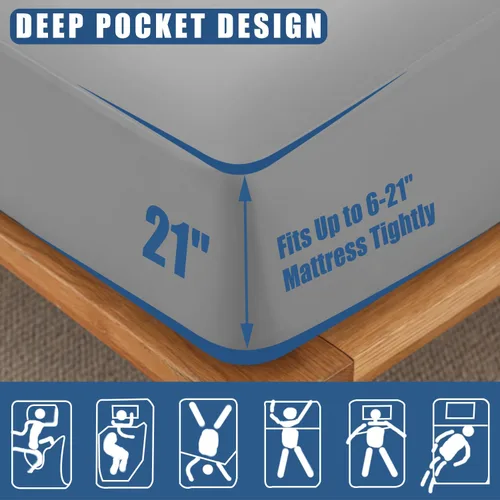 Vista 3 de Protector de colchón impermeable tamaño individual, funda de colchón transpirable, funda de colchón de bolsillo profundo ajustable que se estira