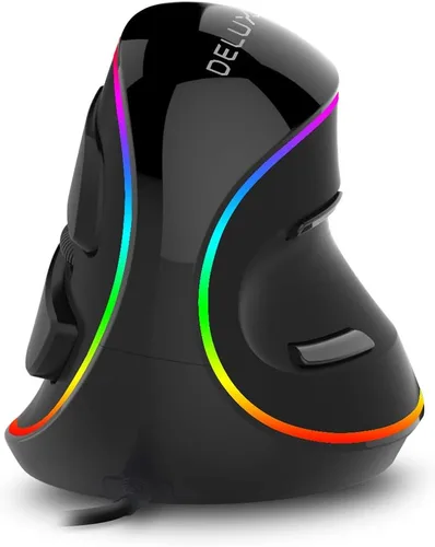 Vista 2 de DeLUX Ratón vertical con cable M618PLUS RGB y RGB Mousepad GP003