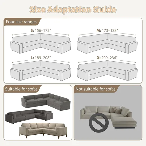 Vista 5 de Fundas para sofá seccional en forma de L, 1 pieza, fundas elásticas para esquina de sofá, antideslizantes, lavables, fundas protectoras de muebles