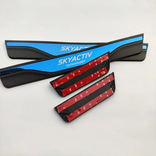 Vista 9 de Accesorios para automóvil Protector de umbral de puerta, para Mazda 3, 6, CX-30, CX-5, placa de protección de umbral de protección contra rozaduras