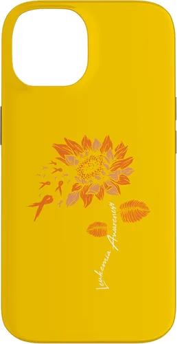 Vista 4 de iPhone 16 Leukemia Blood Cancer Awareness Orange Ribbon Sunflower Case