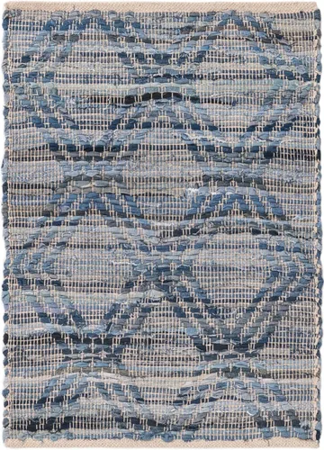 Vista 3 de Unique Loom Chindi Cotton Collection - Alfombra de área - Sally (2 pies 2 pulgadas x 3 pies 1 pulgada, rectangular, azul mezclilla)