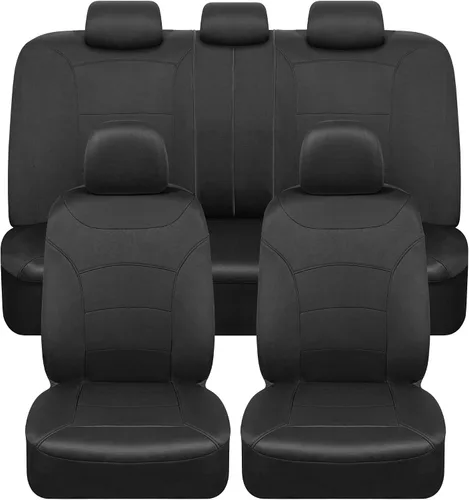 Vista 13 de BDK carXS Monaco - Juego completo de fundas para asiento de auto, fundas de asiento delantero beige de tres tonos con funda de asiento trasero