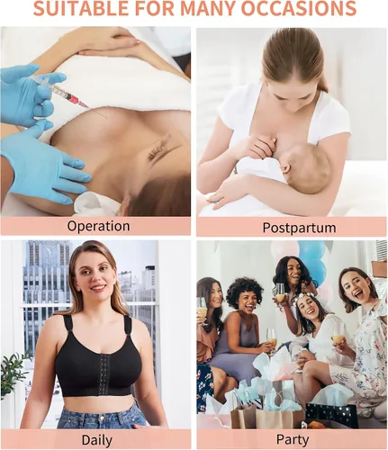 Vista 5 de IHHCOXK Sujetador posoperatorio para mastectomía, sujetadores de cierre frontal para mujer, brasier de compresión inalámbrico para uso diario