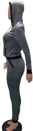 Vista 4 de 2 Piece Outfits for Women Sweatsuit Zip Up Hoodie Jacket and Long Sweatpants Clubwear Tracksuit Sportswear Set