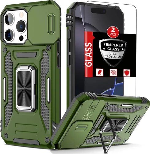 Vista 46 de Funda para iPhone 12 Pro Max con 2 protectores de pantalla, cubierta deslizante integrada para cámara para 12Pro Max, funda para teléfono