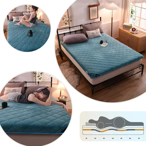 Vista 6 de KKCD Colchón de futón japonés de felpa con leche, colchón plegable para dormir, tapete de tatami japonés, suave y portátil, acolchado, azul, 35 x 74
