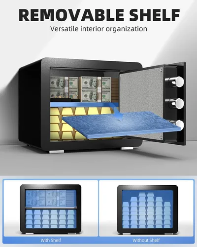 Vista 7 de DAYI - D-25 - Caja fuerte con bolsa ignífuga e impermeable para hogar o gabinete para dinero en efectivo y objetos de valor, con teclado electrónico