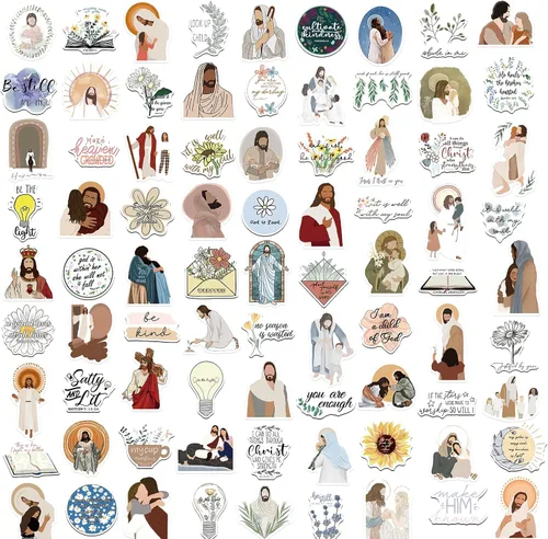 Vista 3 de 100 calcomanías cristianas para botellas de agua, calcomanías de versículo bíblico de Jesús, calcomanías motivacionales de fe religiosa
