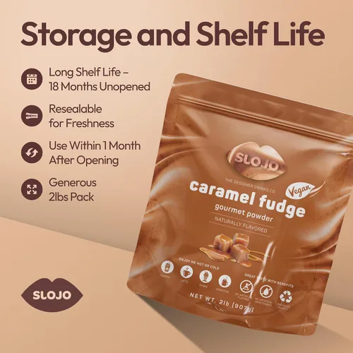 Vista 7 de SLOJO - Polvo con sabor gourmet a caramelo, mezcla de bebida prémium para bebidas calientes y frías, vegano, caramelo en polvo para lattes, frappés