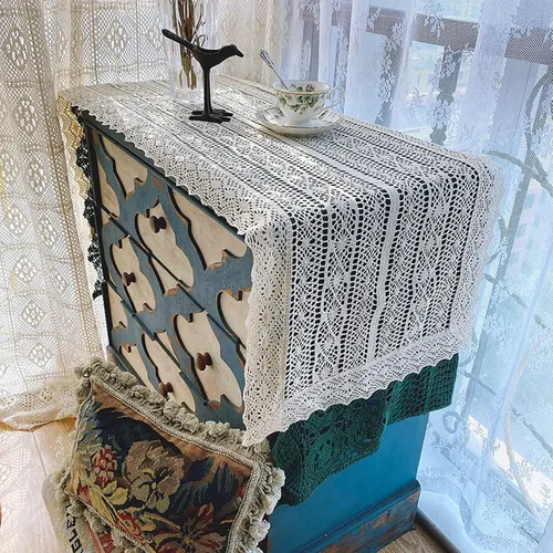 Vista 7 de Hsvanyr Mantel floral beige para decoración de mesa de 17 x 39 pulgadas, para mesa de noche, inauguración de la casa para fiestas, regalos, 100%
