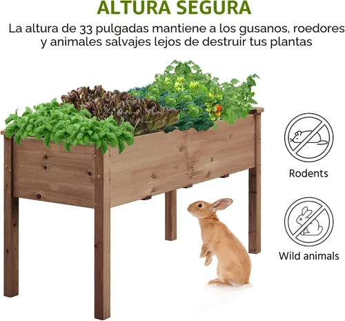 Vista 8 de Yaheetech 1 pieza Cama de Jardín Elevada 48x24x30 pulgadas Jardinera de Madera Elevada para Horticultura con Patas Cama de Cultivo de Pie