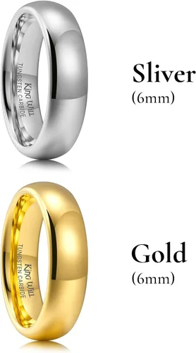 Vista 55 de King Will Alianza de boda de carburo de tungsteno para hombres y mujeres, anillos de promesa para parejas abovedados de alto pulido
