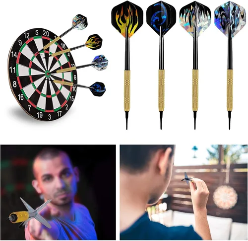 Vista 8 de Accmor 12 piezas de dardos con punta de plástico, juego de dardos de punta suave, dardo de punta de plástico de 14g, se adjunta extra 36 puntas