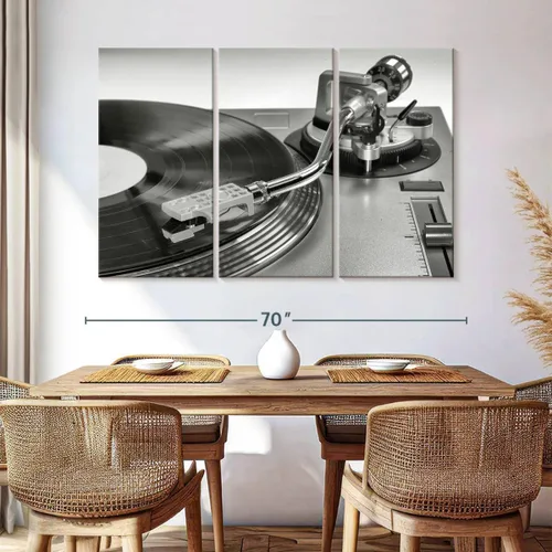 Vista 136 de Elephant Stock BW - Reproductor de discos de vinilo para pared, lienzo horizontal, decoración de pared de sala de estar de 3 piezas, impresión