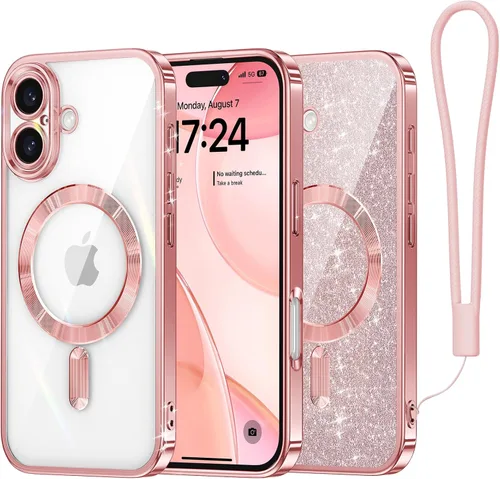 Vista 41 de Meifigno - Funda diseñada para el iPhone 16 Pro de 6.3", [Tarjeta de purpurina y correa para la muñeca] [Compatible con MagSafe]