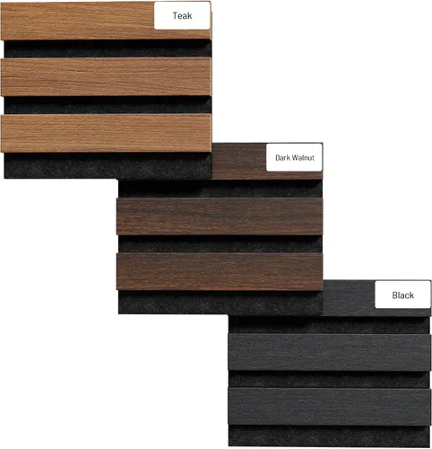 Vista 23 de Amsleekey Paquete de 4 paneles de pared de listones de madera acústica de Teca