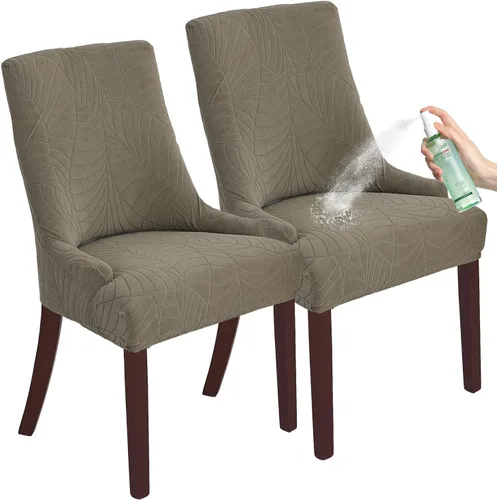 Vista 11 de Wingback - Funda impermeable para silla, funda de jacquard elástica (beige, 1 unidad) Instant room refresh with easy cleanup, dependable mess