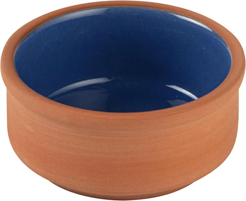 Vista 2 de Restaurantware-Terra Tek Cazuelas de Terracota de 2.7 Onzas, 2 Ollas de Arcilla Esmaltada Azul Para Cocinar - Listas para Horno, Aptas