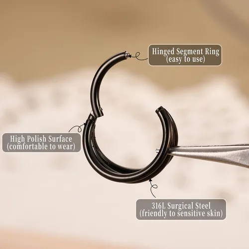 Vista 3 de Triple Nose Ring Hoop Conch Piercing Jewelry Helix Cartilage Earring