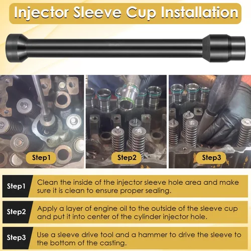 Vista 5 de Yoursme Herramienta de instalación de extracción de copa de manga inyector con kit de piezas para Caterpillar Cat 3126B C7 C9 con inyectores