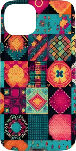 Vista 9 de Inspirado en el edredón de retazos para iPhone 16 Amante del acolchado Funda bohemia colorida