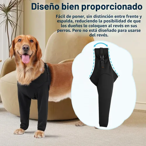 Vista 6 de BARKLESS Traje de recuperación para cirugía de perro para pierna delantera, transpirable y suave, camisa de manga larga para perro para dejar