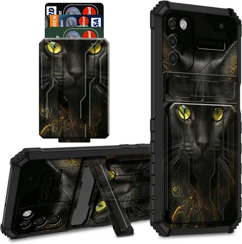 Vista 21 de Funda protectora de TPU suave para Samsung Galaxy A03S con soporte para tarjeta de crédito y soporte de doble capa de policarbonato duro de TPU