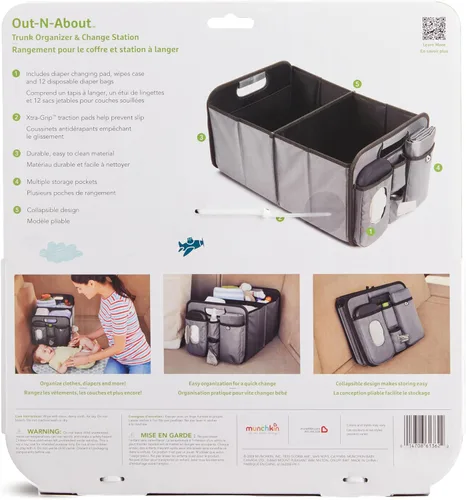 Vista 3 de Organizador de maletero Munchkin Out-n-About para SUVs y coches con almohadilla portátil para cambiar pañales y toallitas húmedas para bebés