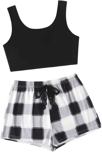 Vista 5 de SweatyRocks Women's Casual Skeleton Skull Hand Tank Top and Track Shorts Set